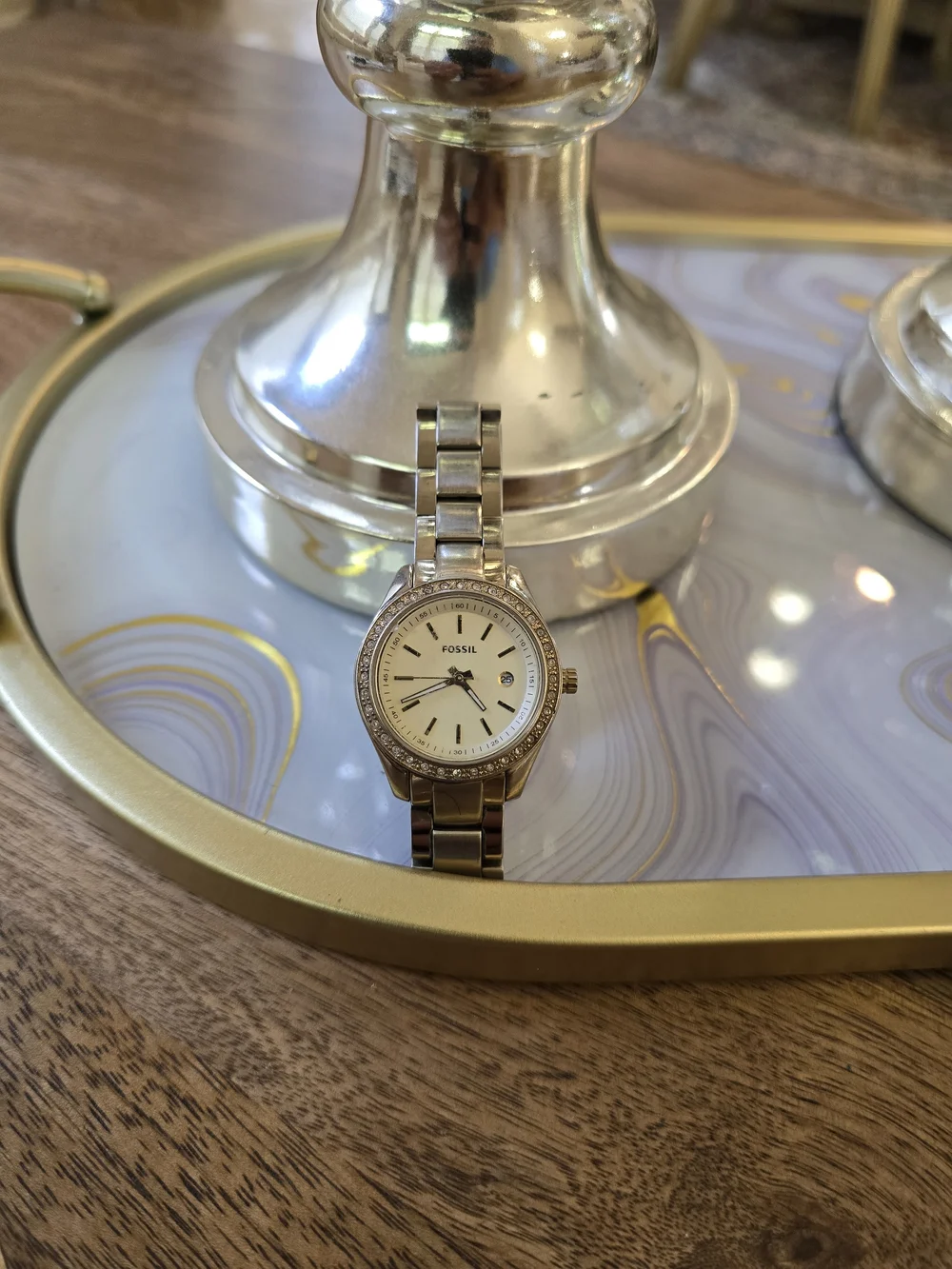Fossil Women's Silver Crystal Accent Stainless Steel Watch - Silver